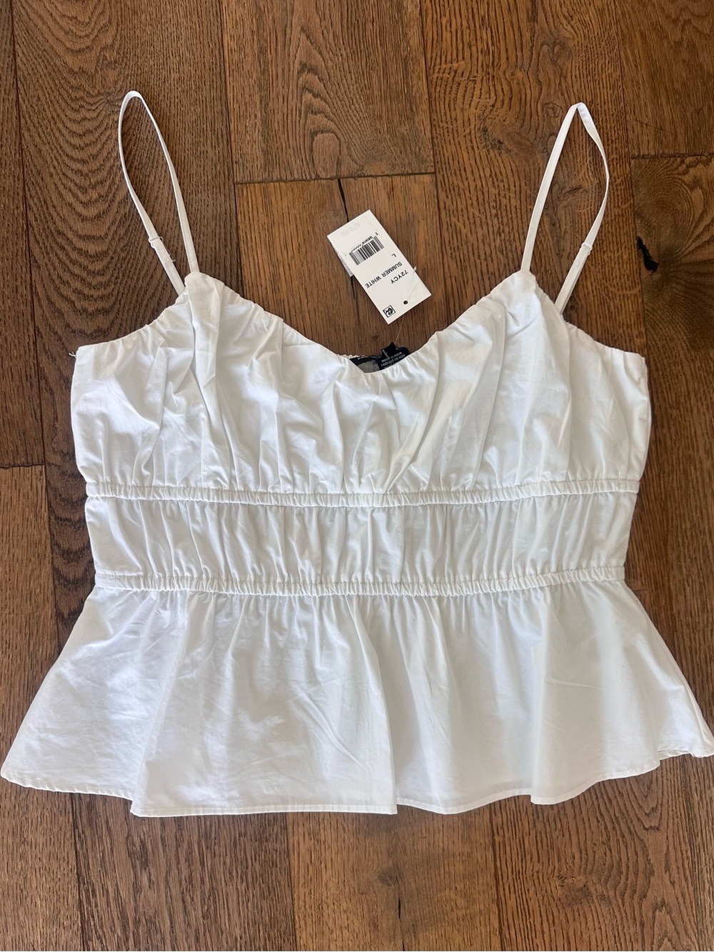 NWT French Connection Peplum Adjustable Top L